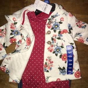 NWT Carter’s 3-Piece Floral Baby Girl Outfit, 12M